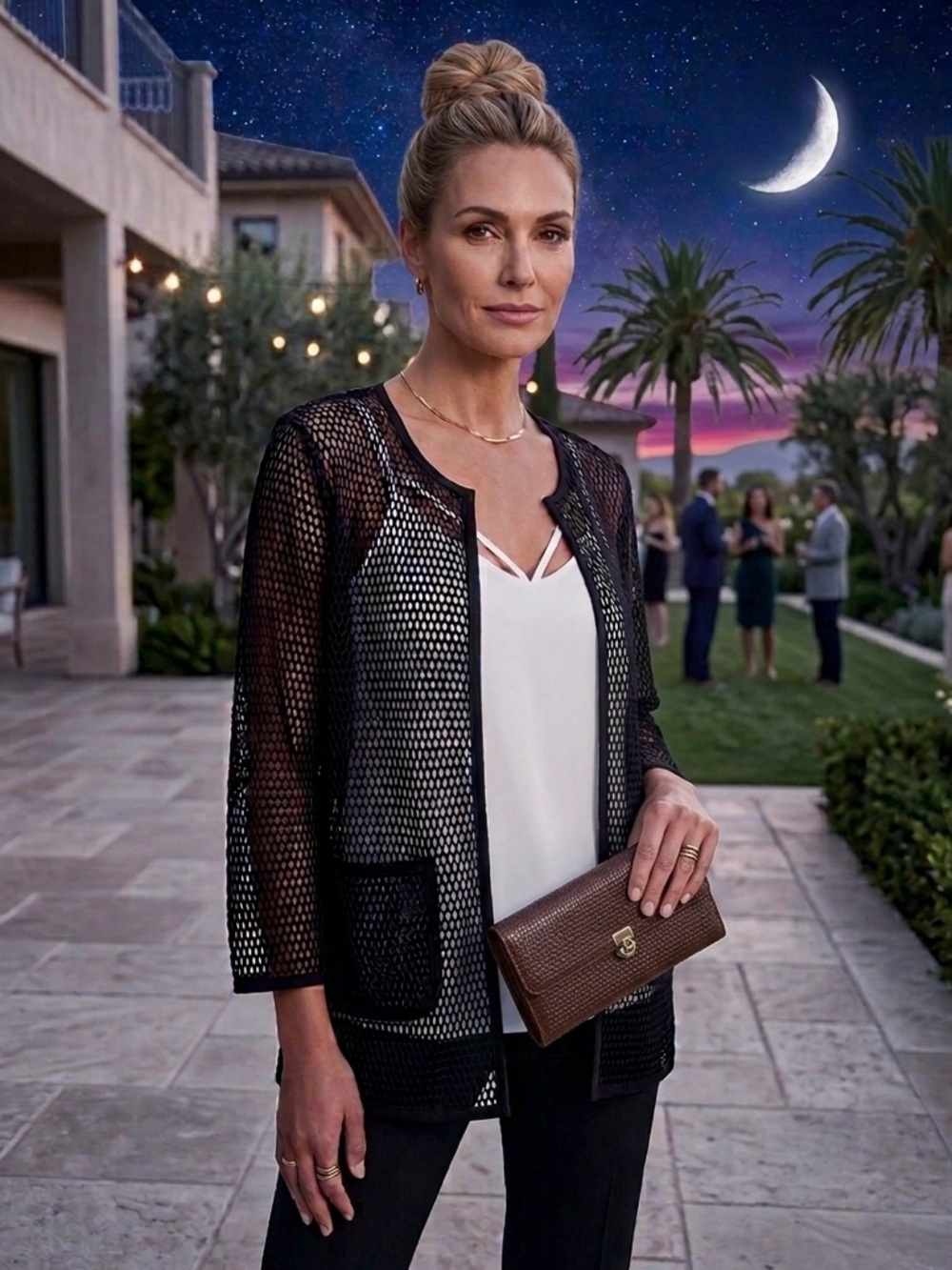 Alfani Black Mesh Open Cardigan